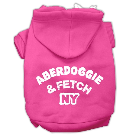 Aberdoggie NY Screenprint Pet Hoodies Bright Pink Size Lg